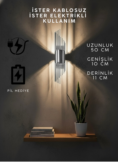 Gümüş Renk Pilli ve Elektrikli Aplik Merdiven
