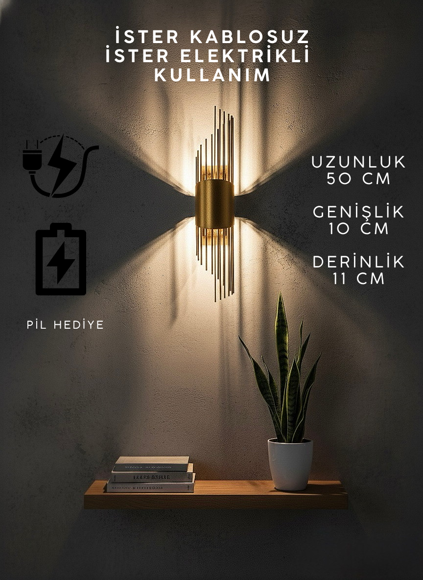 Eskitme Gold Pilli ve Elektrikli Merdiven Aplik