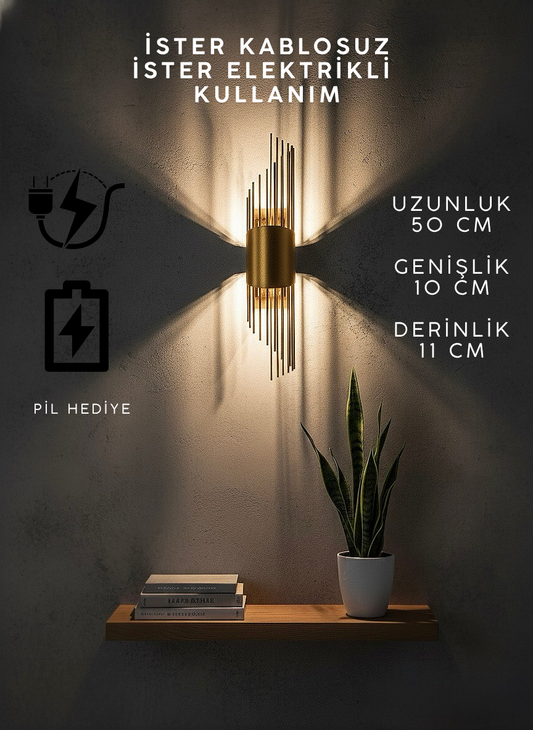 Eskitme Gold Pilli ve Elektrikli Merdiven Aplik