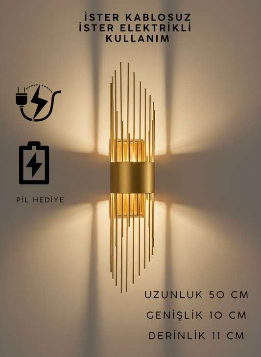 Eskitme Gold Pilli ve Elektrikli Aplik Sarkıt Model