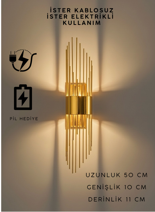 Gold Renk Pilli ve Elektrikli Aplik Sarkıt Model