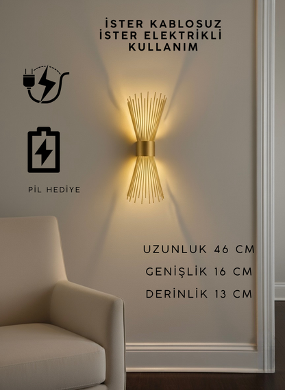 Gold Renk Pilli ve Elektrikli Aplik Kirpi Model