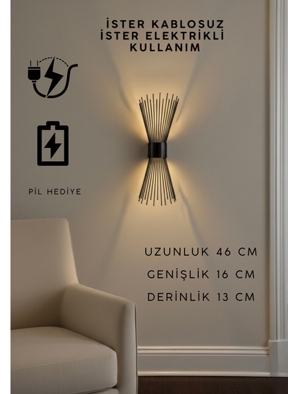 Siyah Pilli ve Elektrikli Aplik Kirpi Model