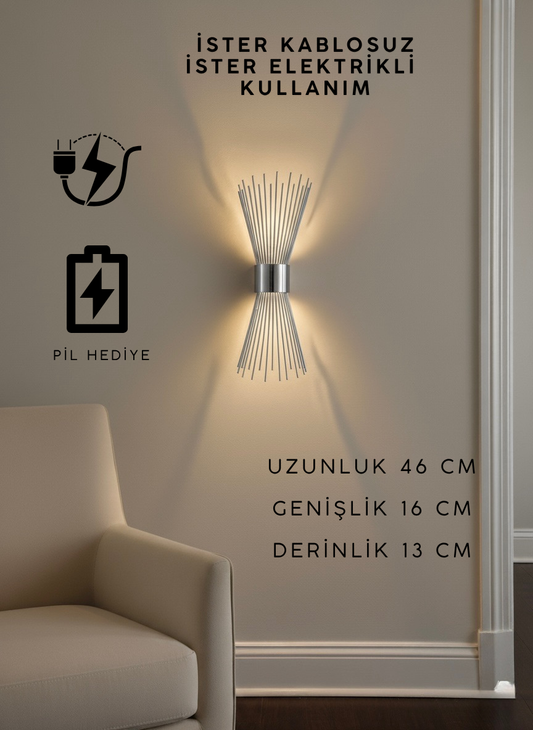 Gümüş Renk Pilli ve Elektrikli Aplik Kirpi Model