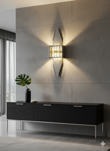 Gümüş Renk Pilli ve Elektrikli Aplik Piramit