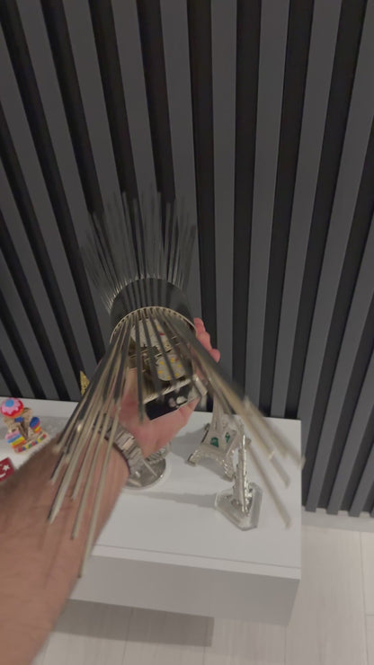 Gümüş Renk Pilli ve Elektrikli Aplik Kirpi Model