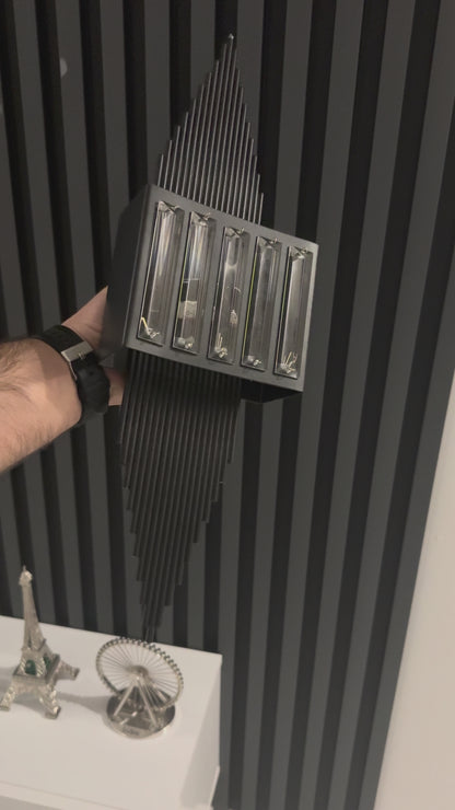 Siyah Pilli ve Elektrikli Modern Piramit Aplik