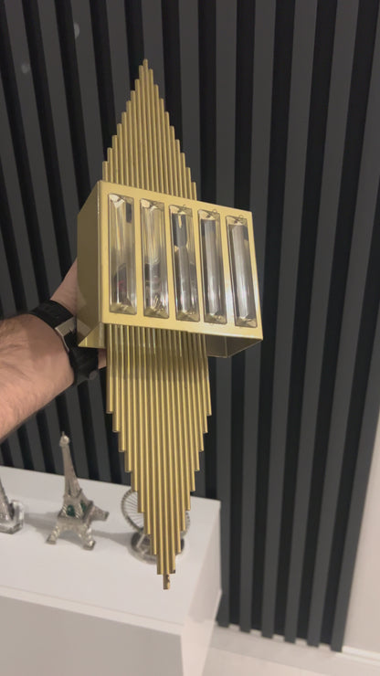 Eskitme Gold Pilli ve Elektrikli Modern Aplik Piramit