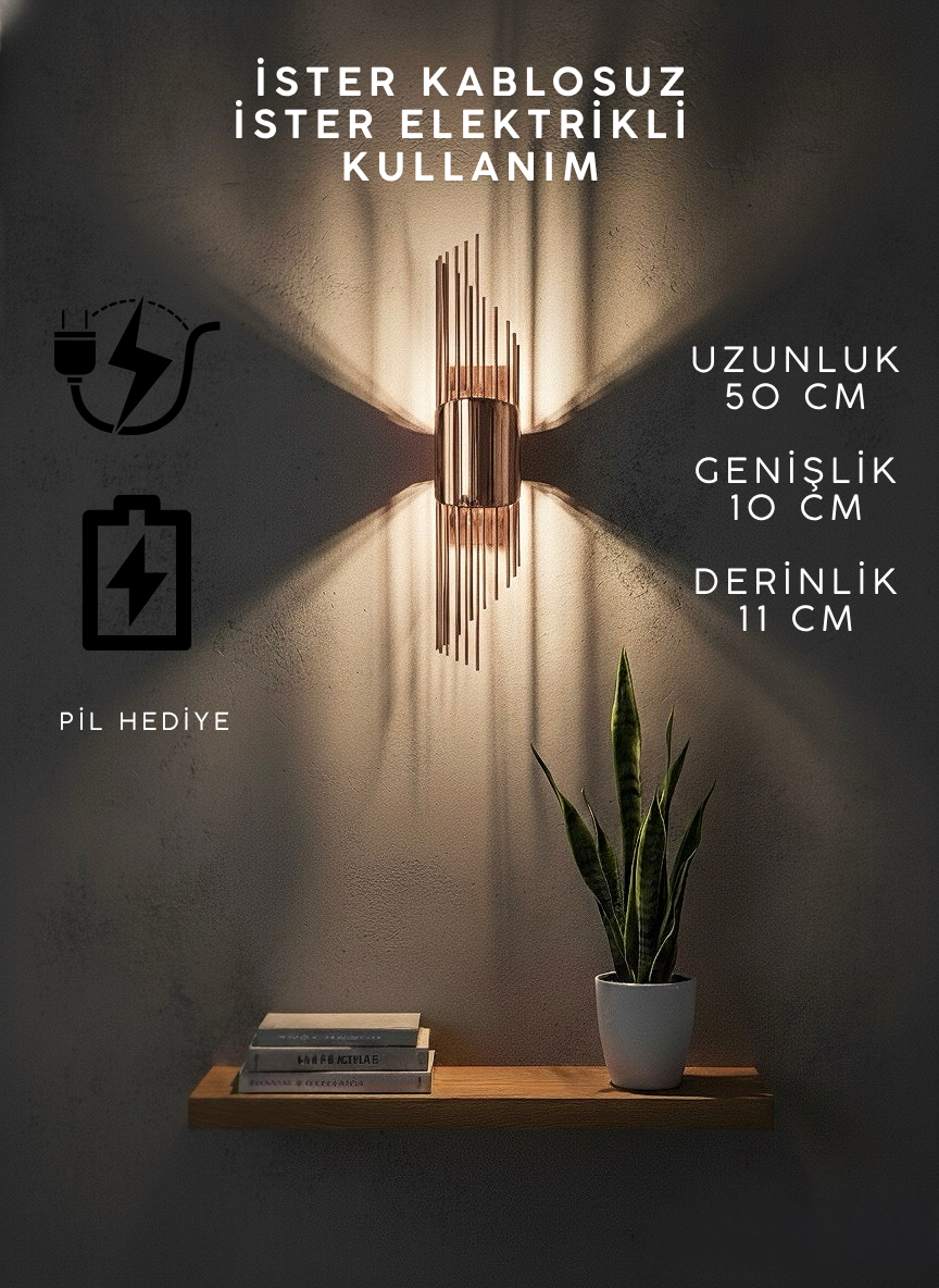 Rose Renk Pilli ve Elektrikli Merdiven Aplik