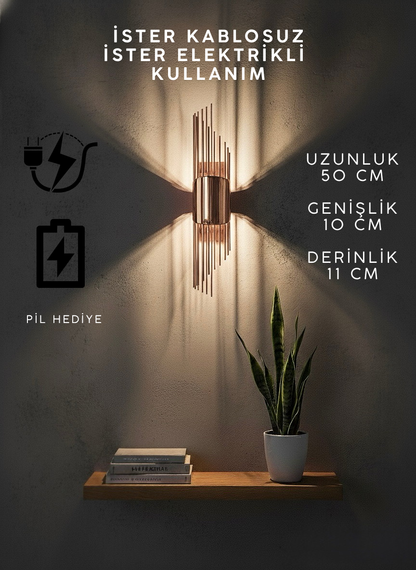 Rose Renk Pilli ve Elektrikli Merdiven Aplik