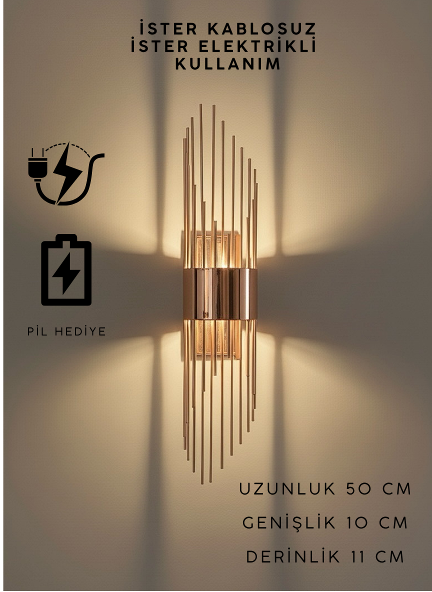 Rose Renk Pilli ve Elektrikli Aplik Sarkıt Model