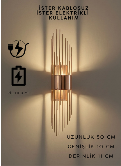 Rose Renk Pilli ve Elektrikli Aplik Sarkıt Model