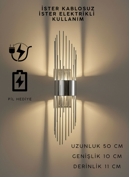 Gümüş Pilli ve Elektrikli Aplik Sarkıt