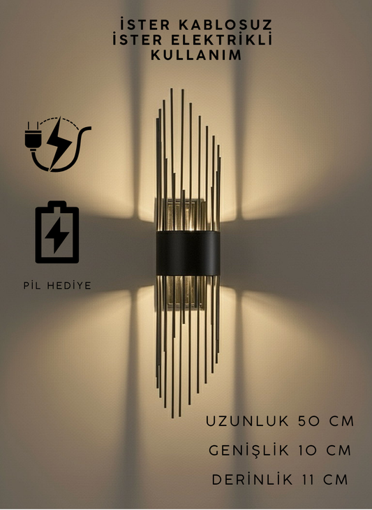 Siyah Renk Pilli ve Elektrikli Aplik Sarkıt Model