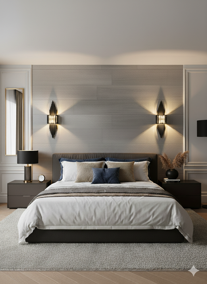 Siyah Pilli ve Elektrikli Modern Piramit Aplik