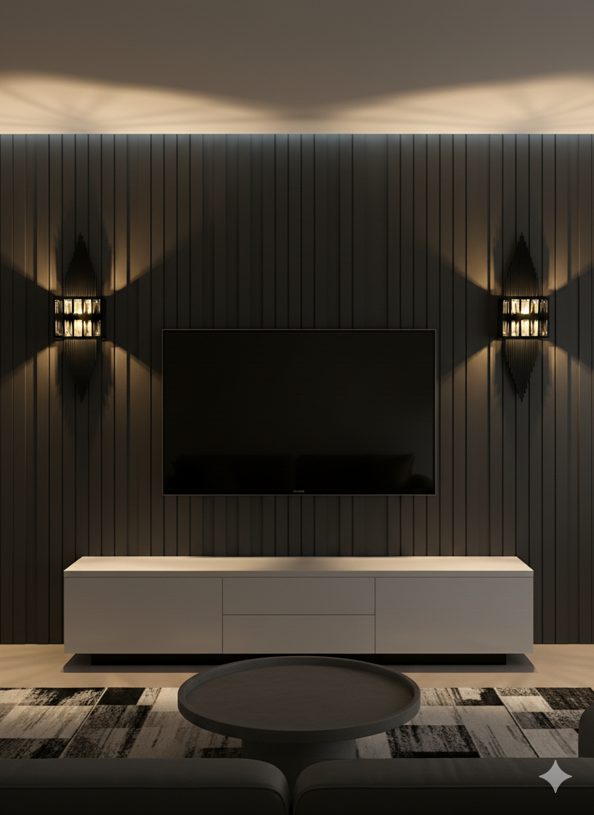 Siyah Pilli ve Elektrikli Modern Piramit Aplik