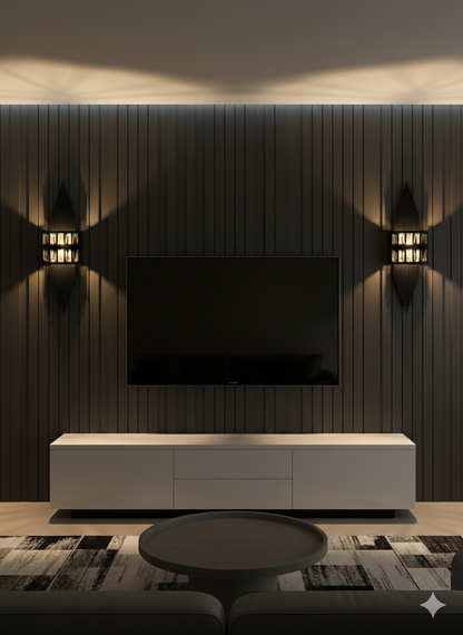 Siyah Pilli ve Elektrikli Modern Piramit Aplik